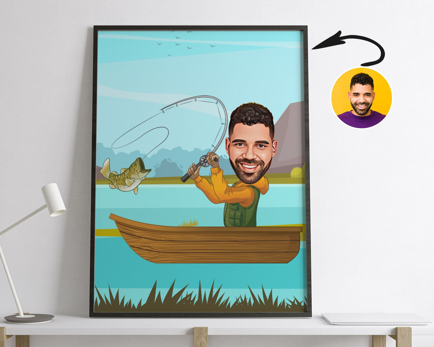 Personalised Fishing Caricature