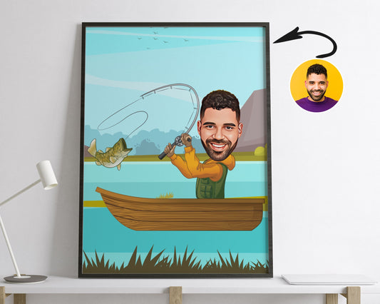 Personalised Fishing Caricature