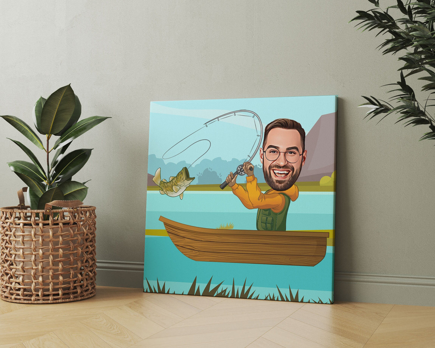 Personalised Fishing Caricature