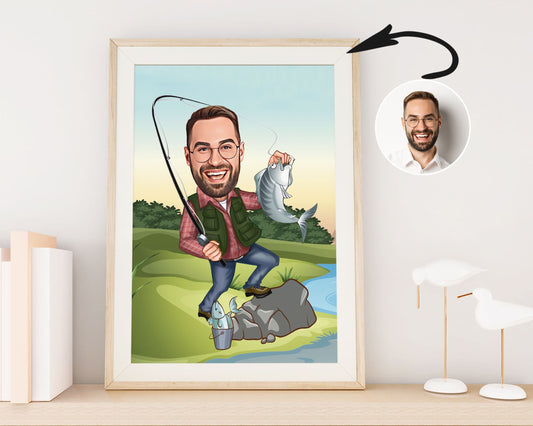Personalised Fishing Caricature