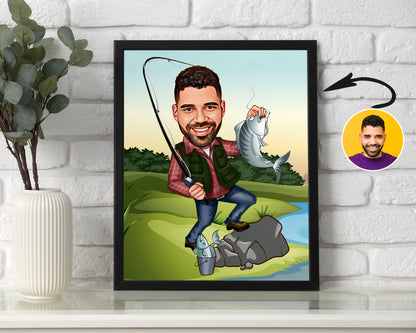 Personalised Fishing Caricature