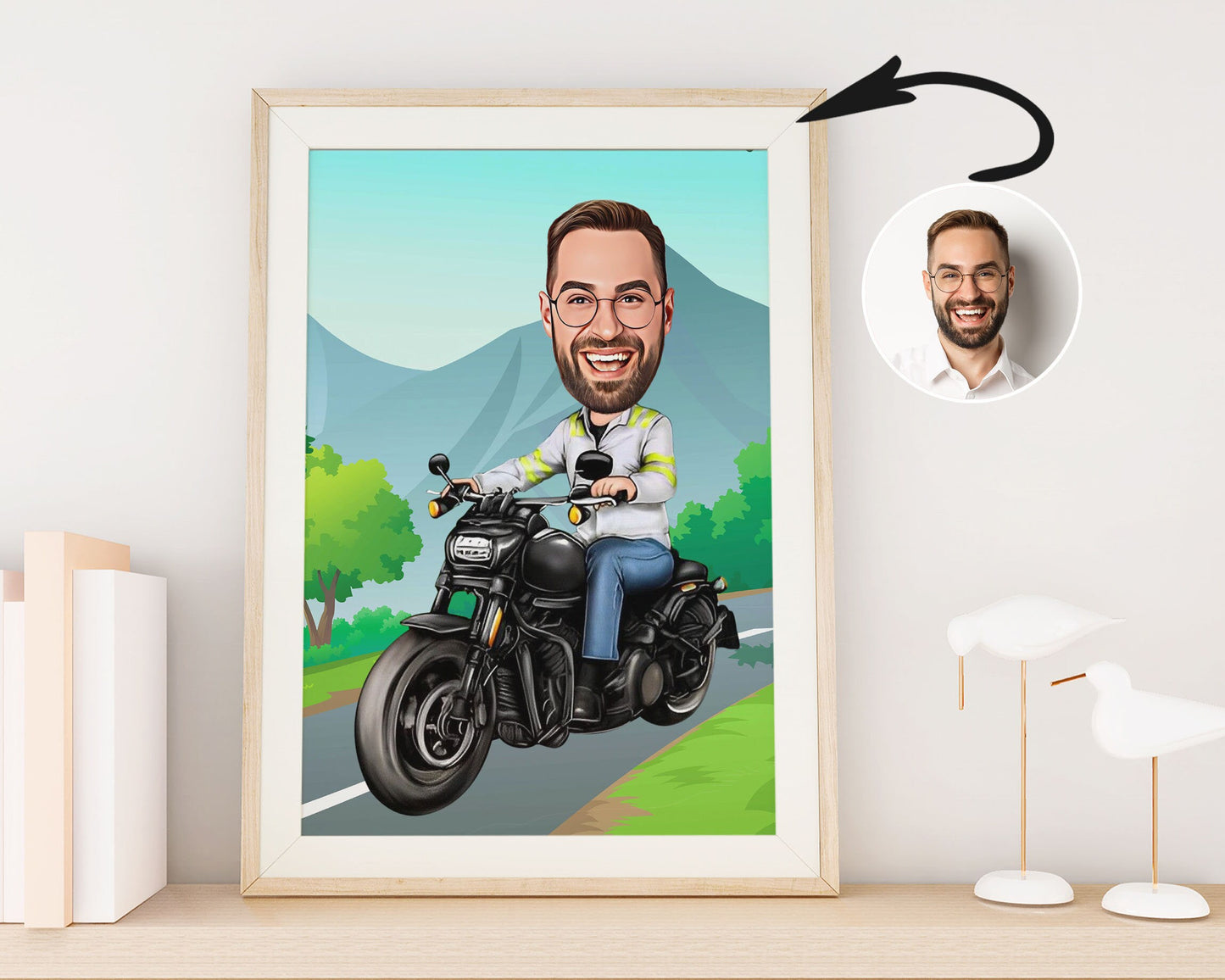 Personalised Motorcycle Caricature