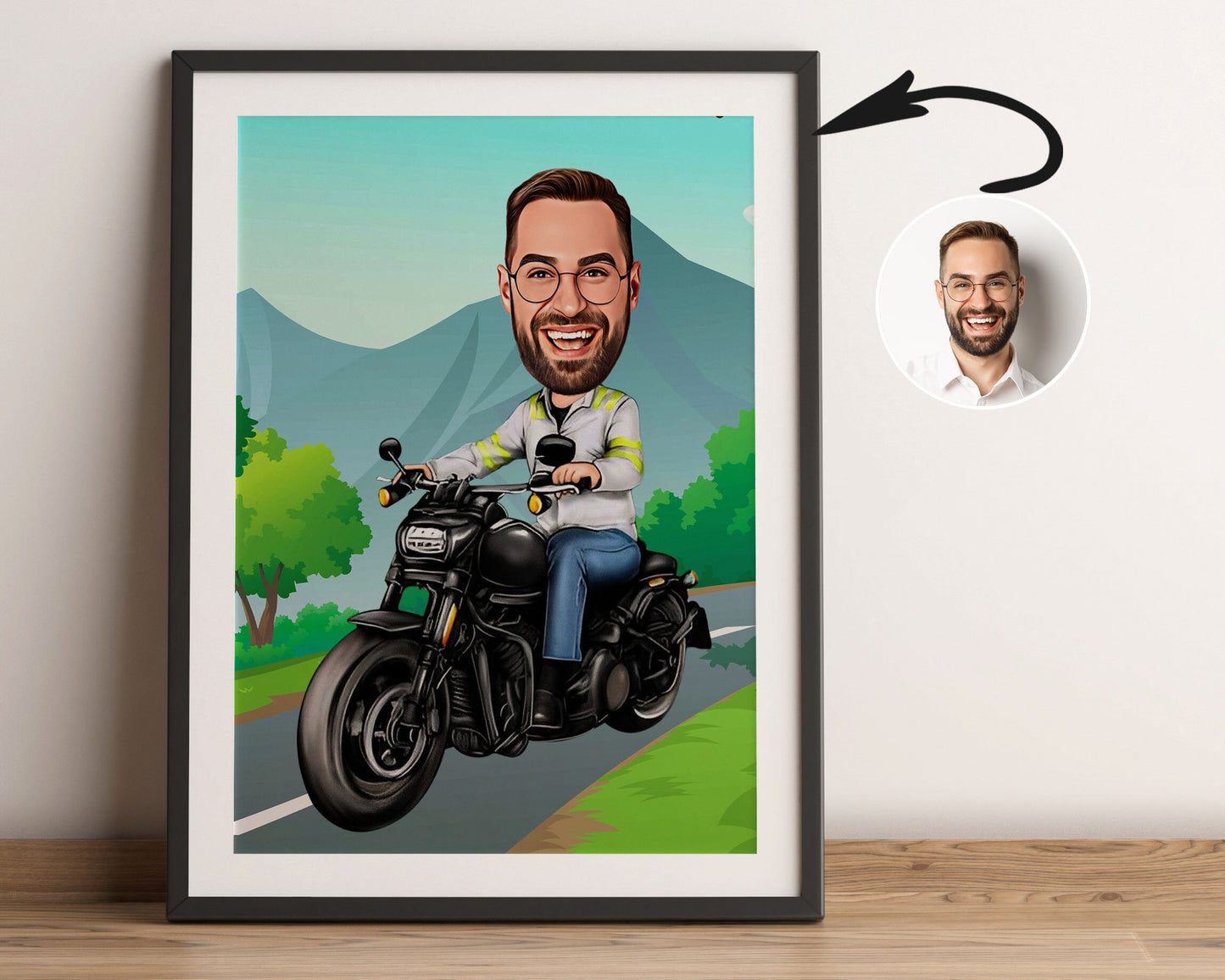 Personalised Motorcycle Caricature