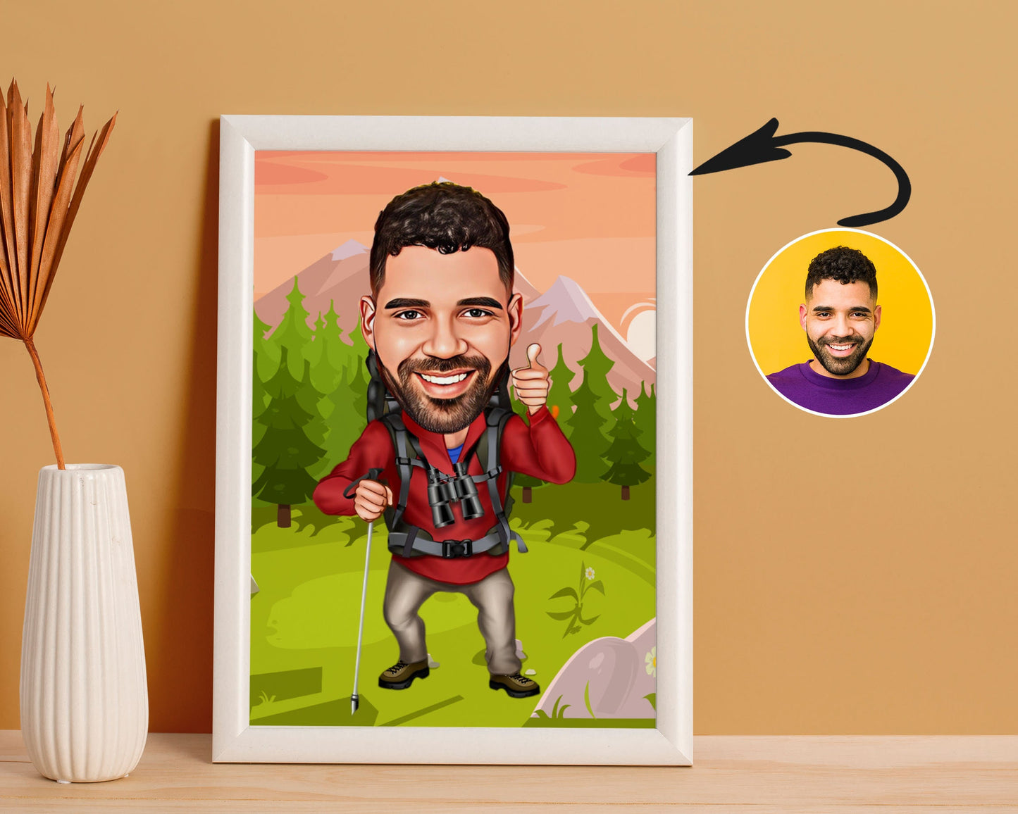Personalised Hiking Caricature