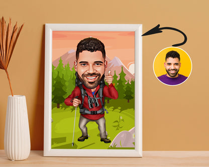 Personalised Hiking Caricature