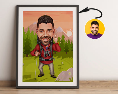 Personalised Hiking Caricature