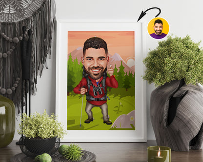 Personalised Hiking Caricature