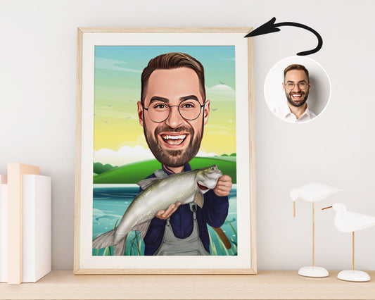 Personalised Fishing Caricature
