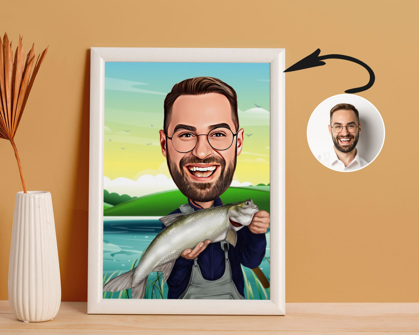 Personalised Fishing Caricature