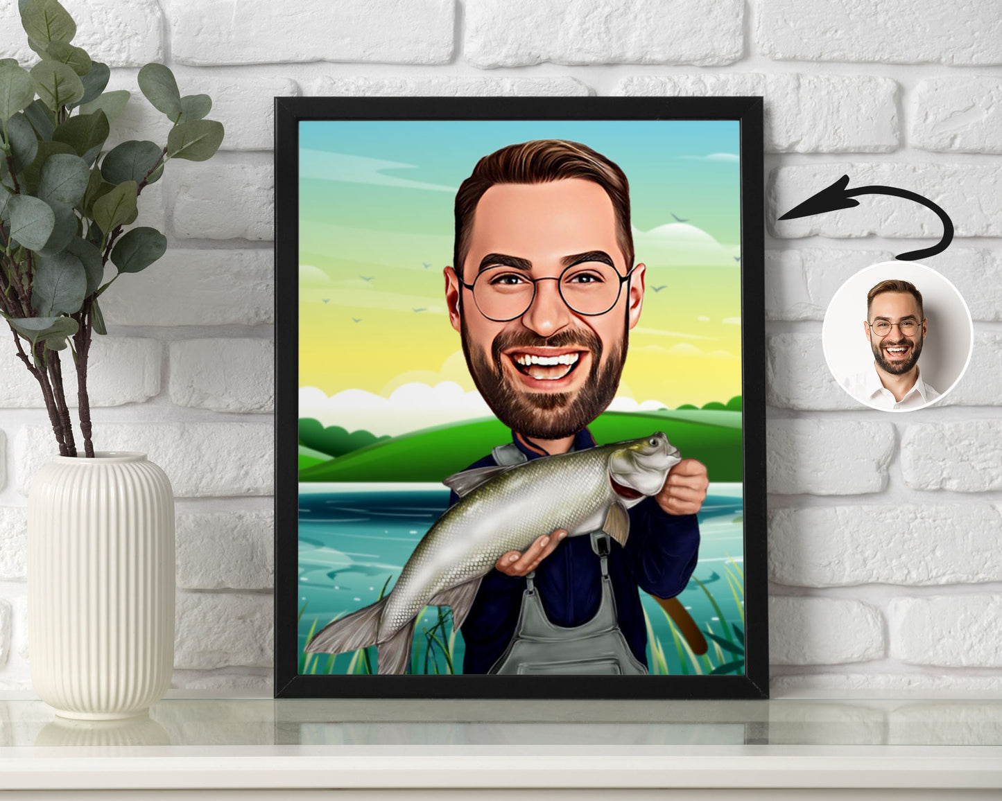 Personalised Fishing Caricature