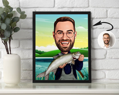 Personalised Fishing Caricature