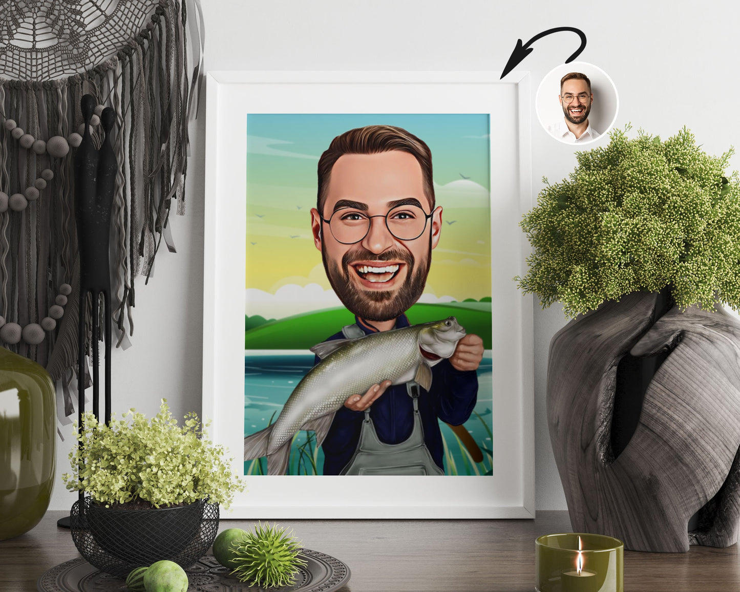 Personalised Fishing Caricature