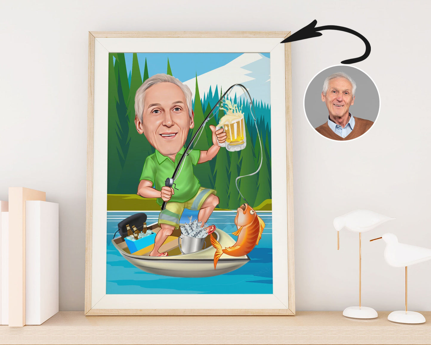 Personalised Fishing Caricature