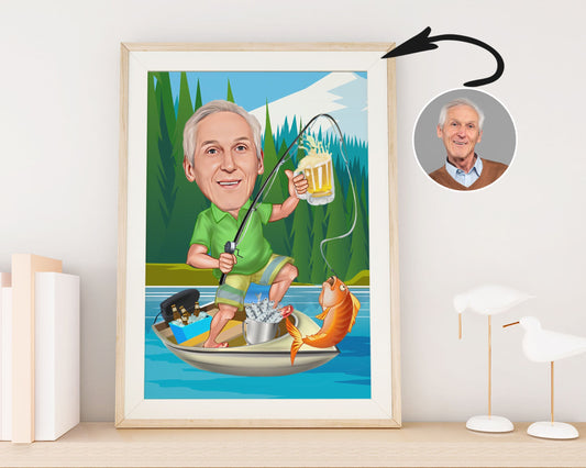 Personalised Fishing Caricature