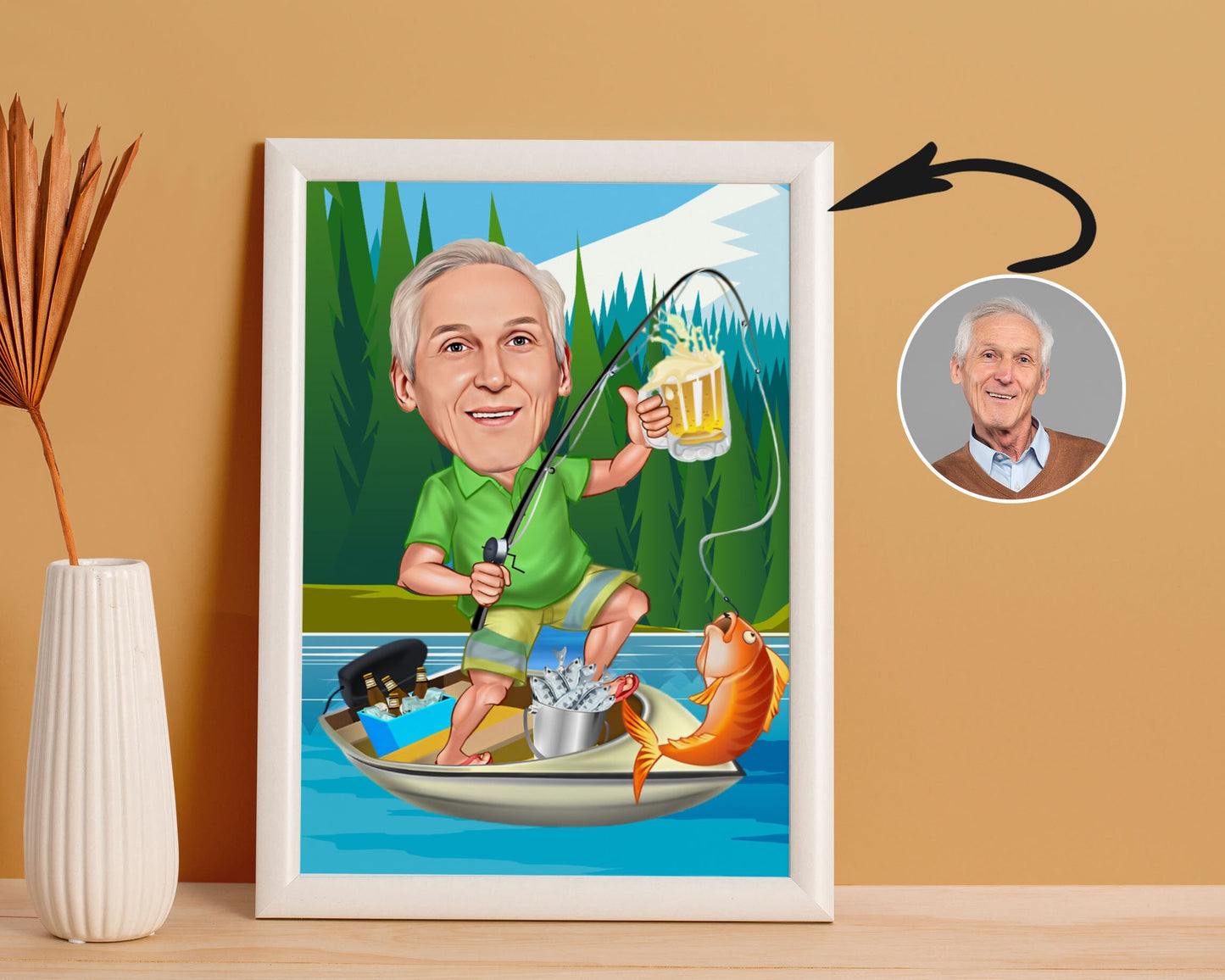 Personalised Fishing Caricature