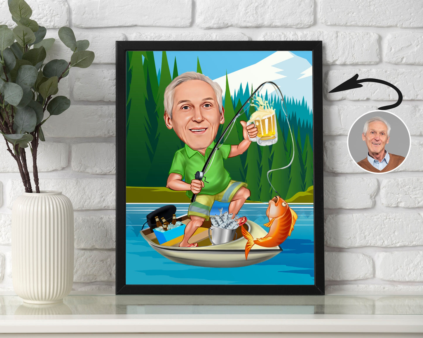 Personalised Fishing Caricature