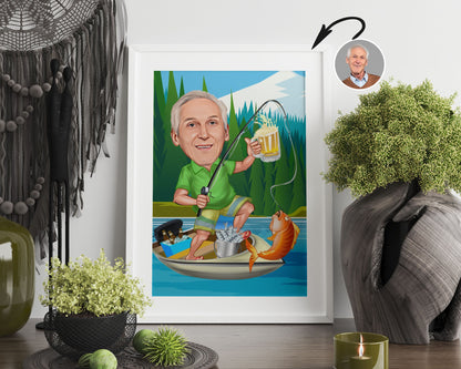 Personalised Fishing Caricature