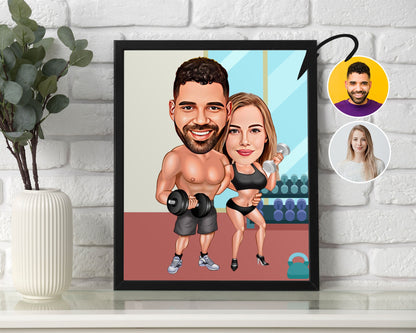 Personalised Couple Fitness Caricature