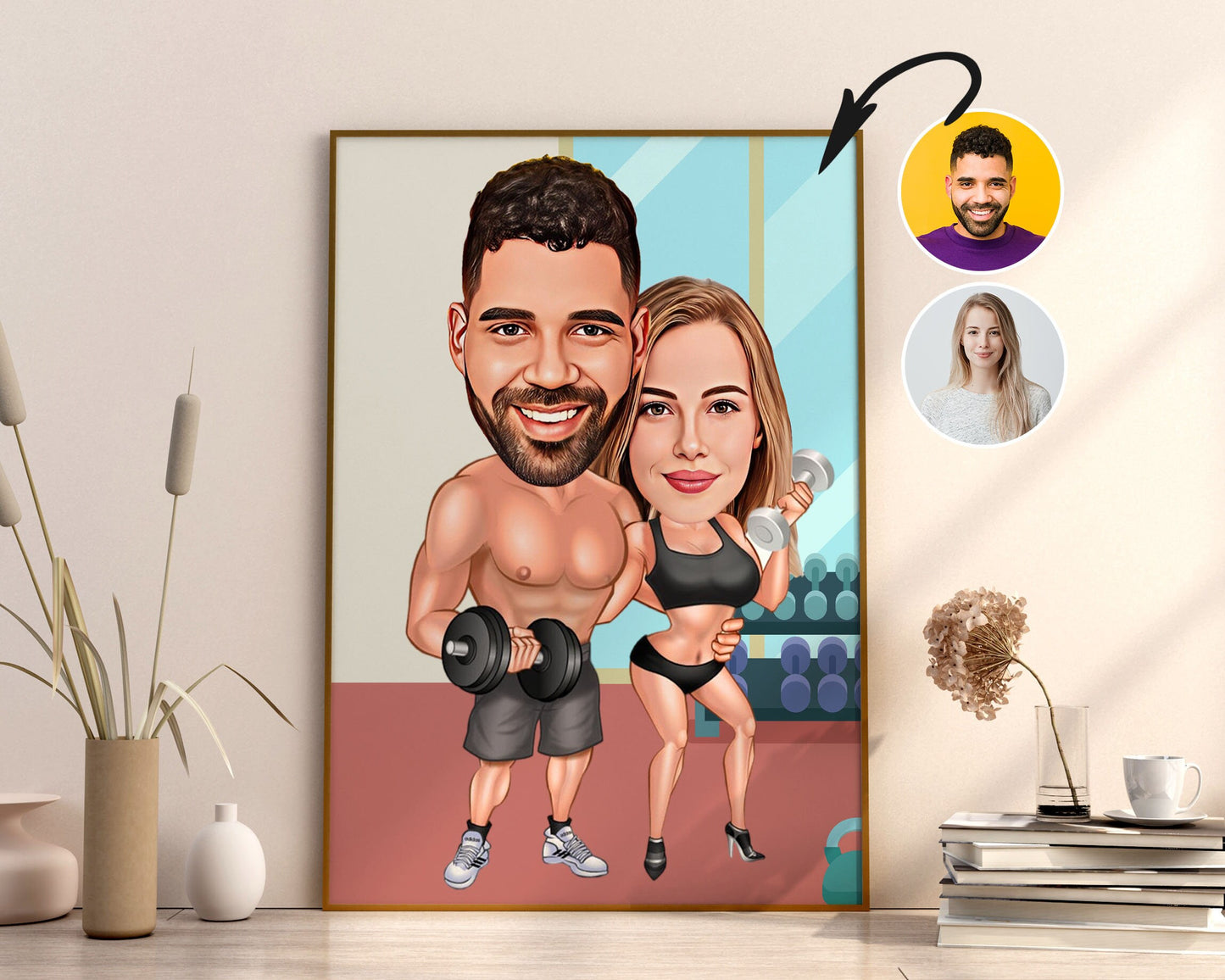 Personalised Couple Fitness Caricature