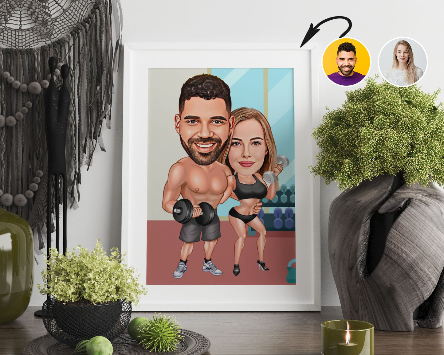 Personalised Couple Fitness Caricature