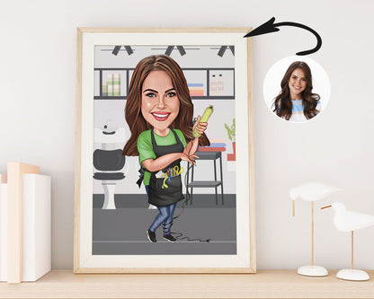 Personalised Hairdresser Caricature