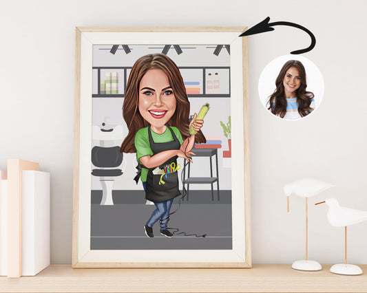 Personalised Hairdresser Caricature