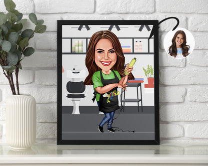 Personalised Hairdresser Caricature
