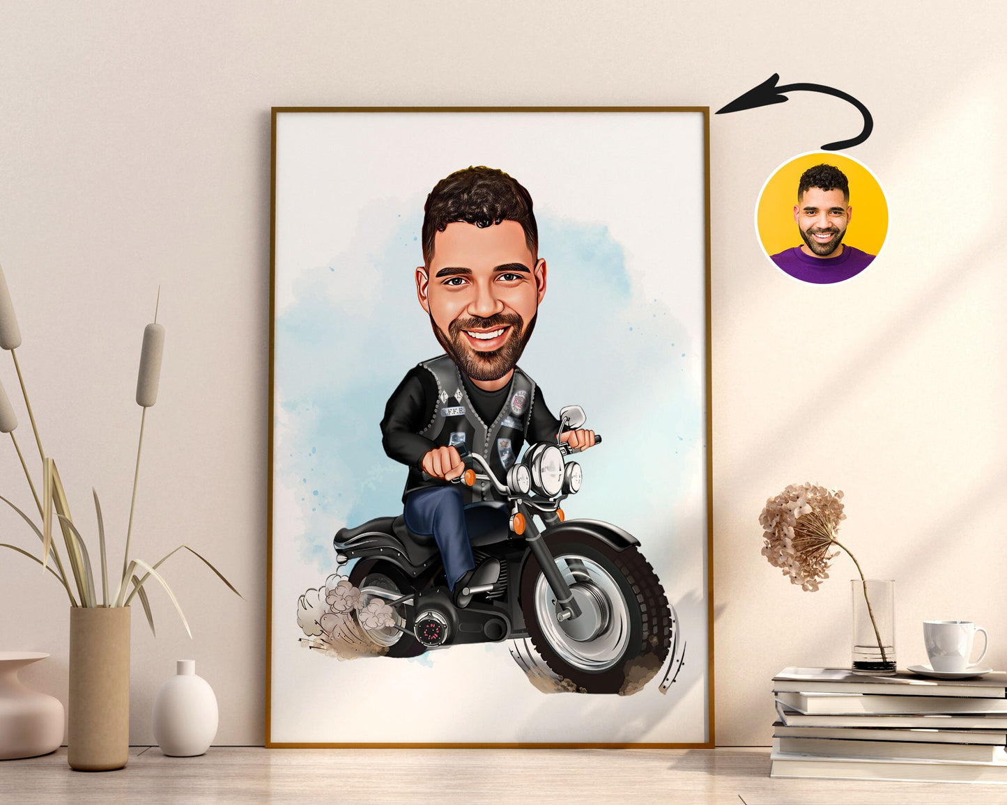 Personalised Motorcycle Caricature
