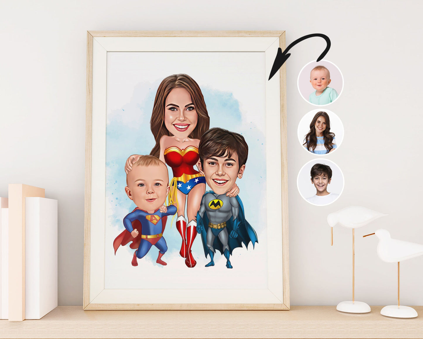 Personalised Family Super Hero Caricature