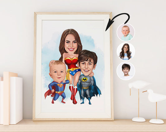 Personalised Family Super Hero Caricature