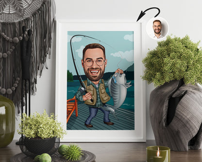 Personalised Fishing Caricature