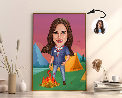 Personalised Camping Caricature