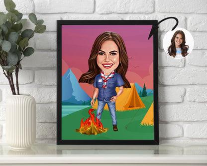 Personalised Camping Caricature