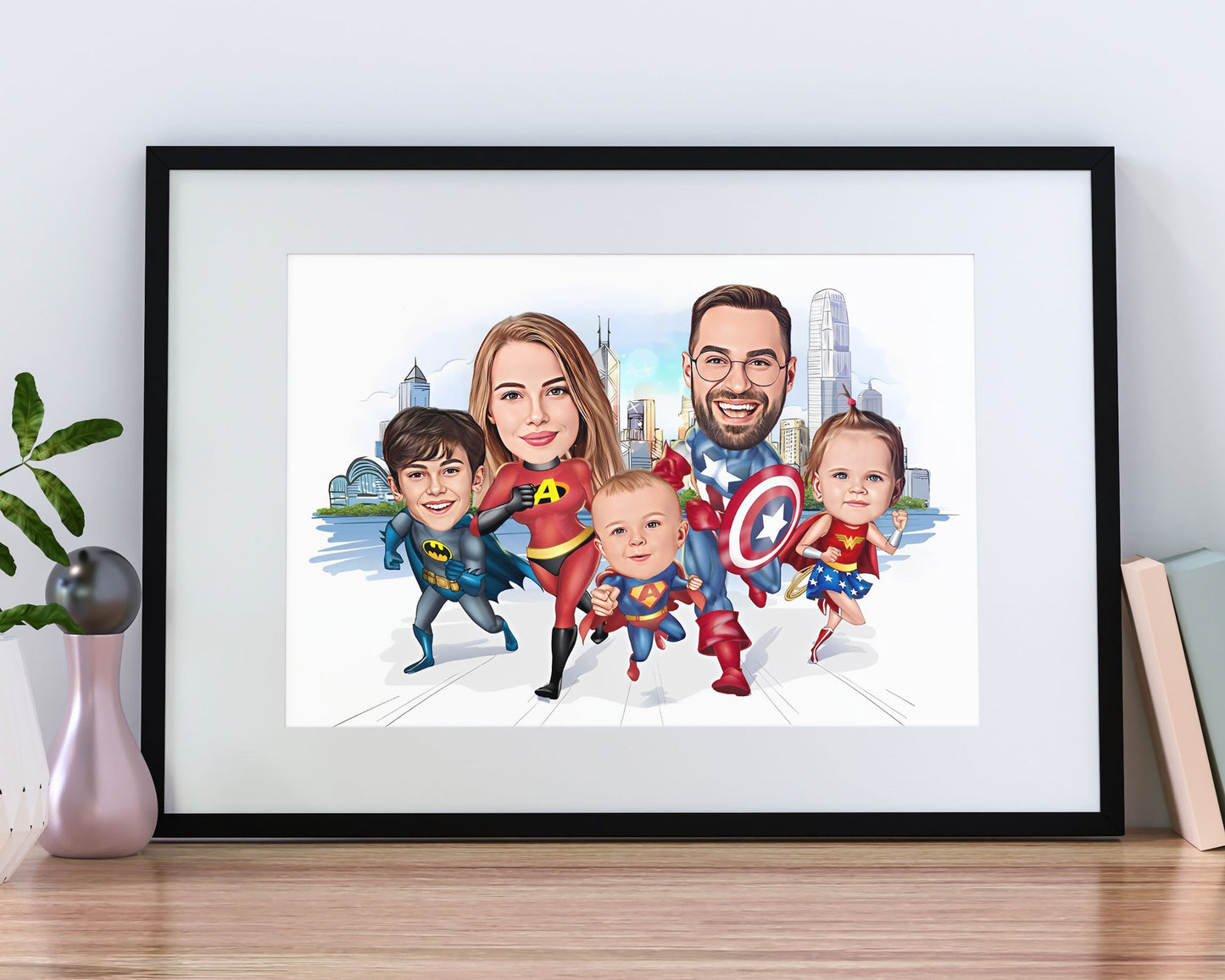 Personalised Super Hero Family Caricature