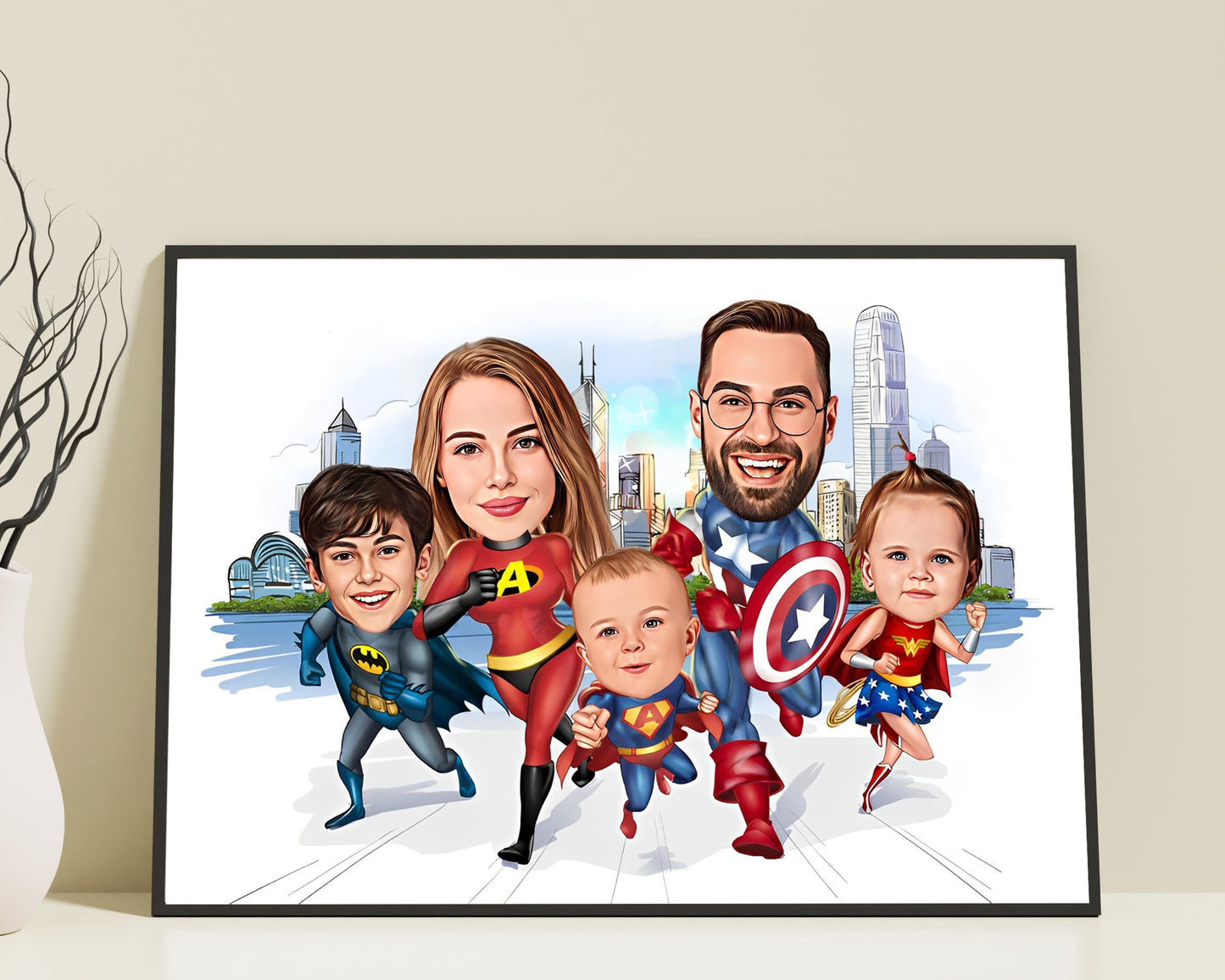 Personalised Super Hero Family Caricature