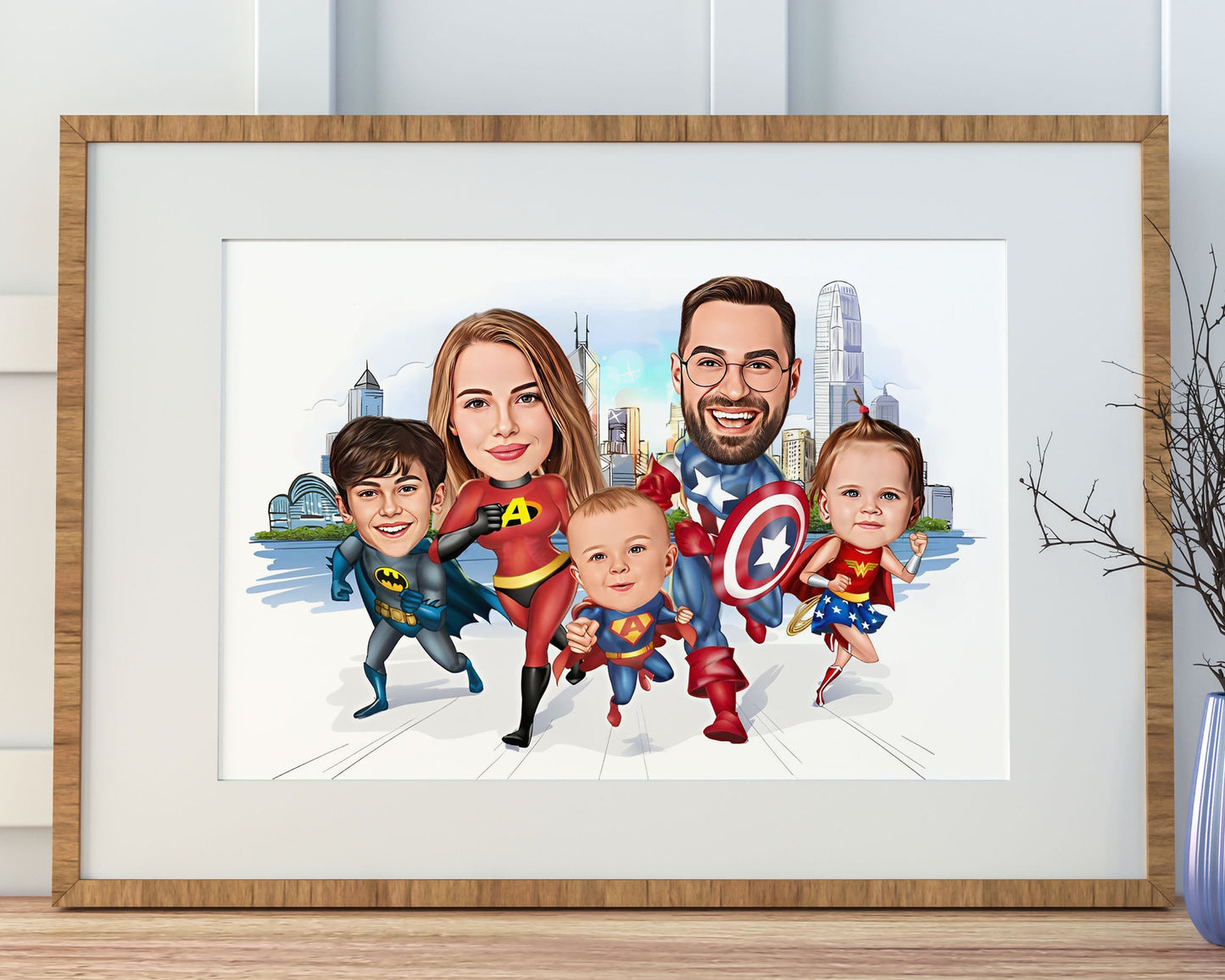Personalised Super Hero Family Caricature