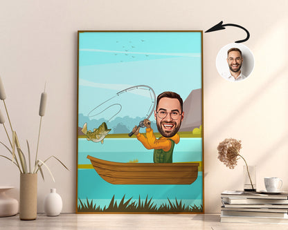 Personalised Fishing Caricature