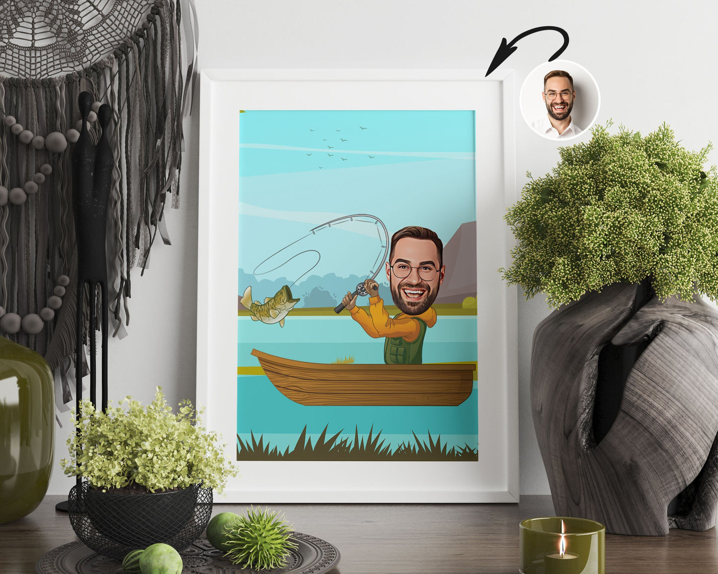 Personalised Fishing Caricature