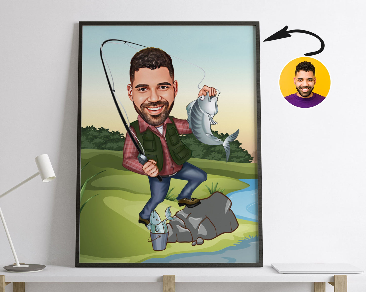 Personalised Fishing Caricature