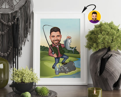Personalised Fishing Caricature
