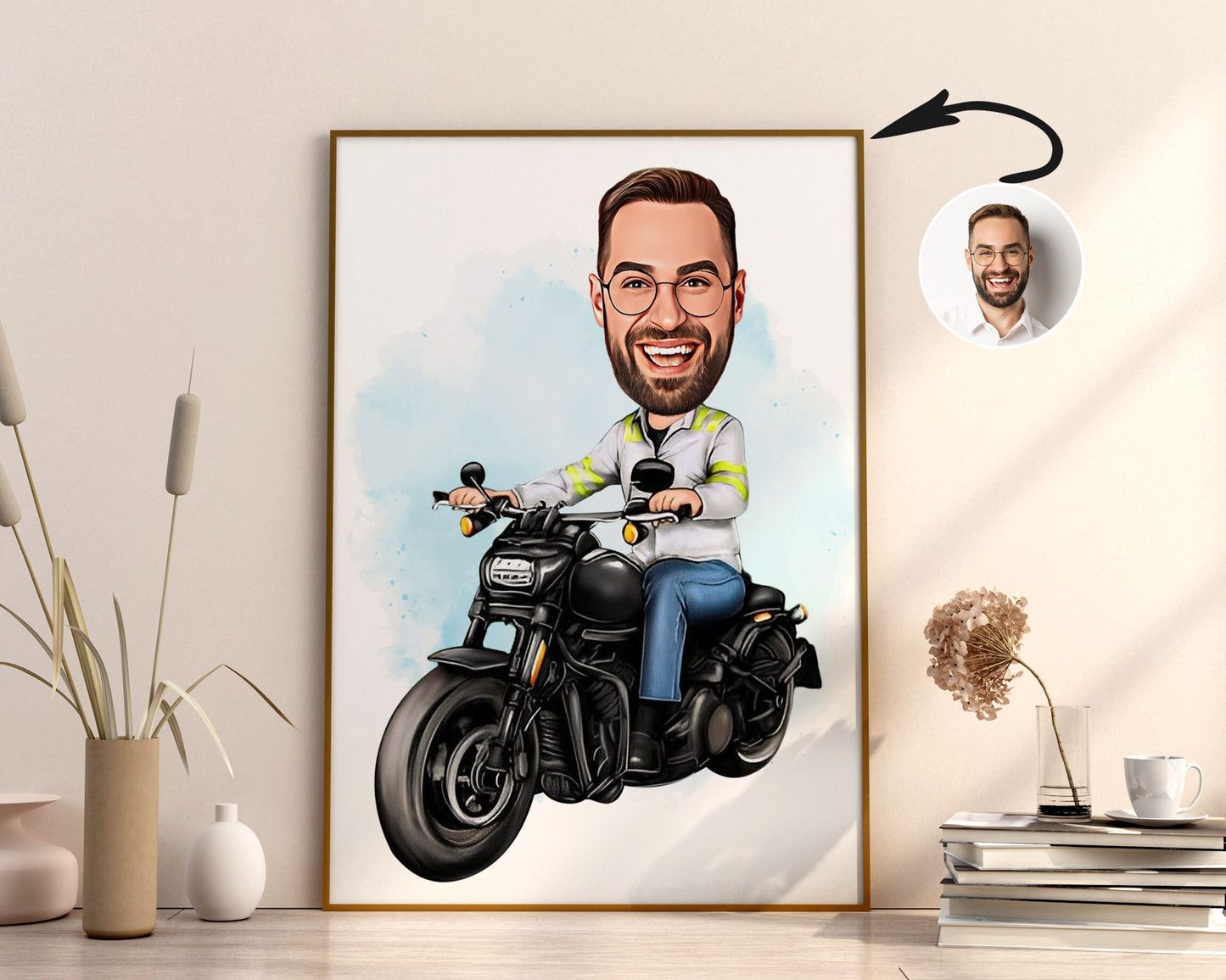 Personalised Motorcycle Caricature