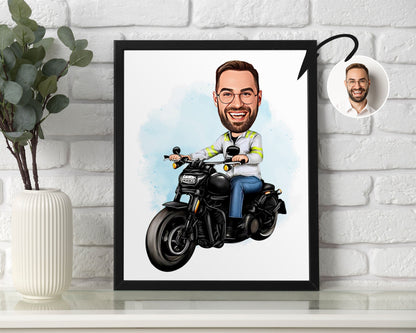 Personalised Motorcycle Caricature