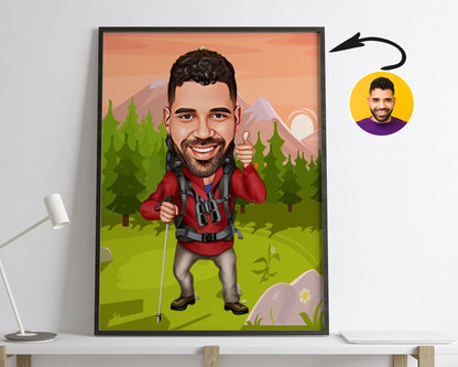 Personalised Hiking Caricature