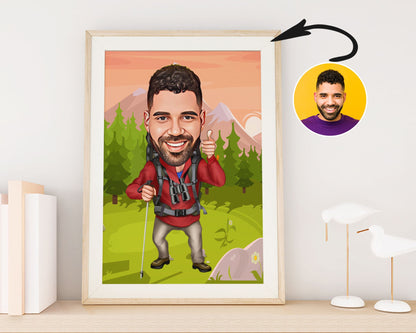 Personalised Hiking Caricature