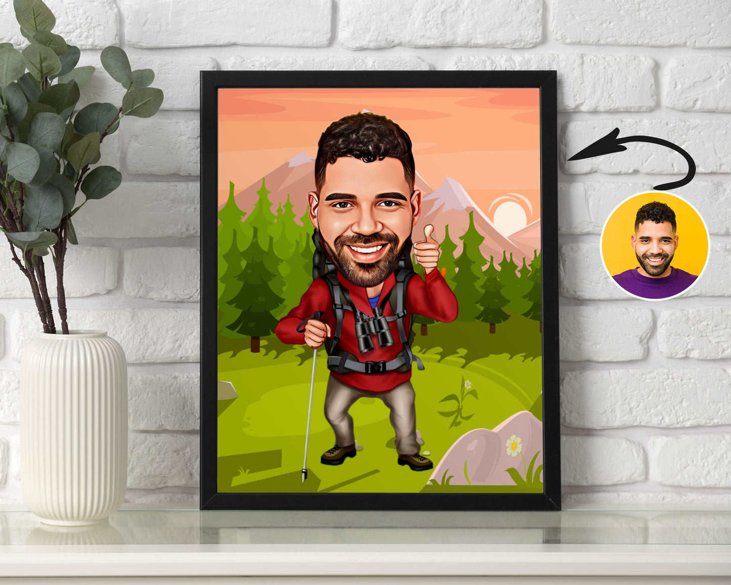 Personalised Hiking Caricature