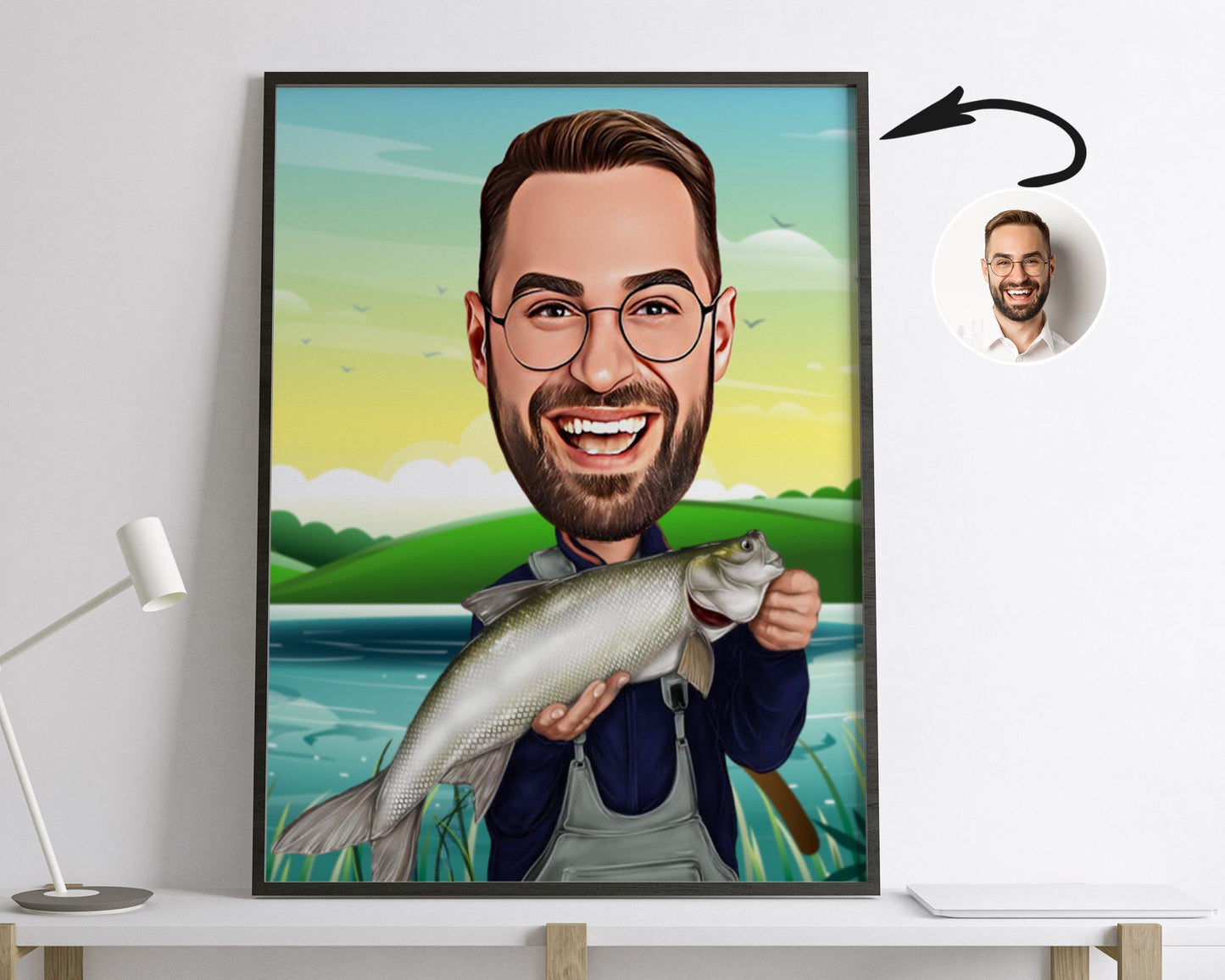 Personalised Fishing Caricature