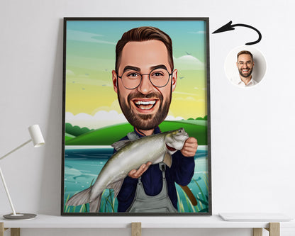 Personalised Fishing Caricature