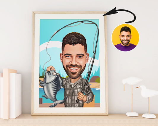 Personalised Fishing Caricature