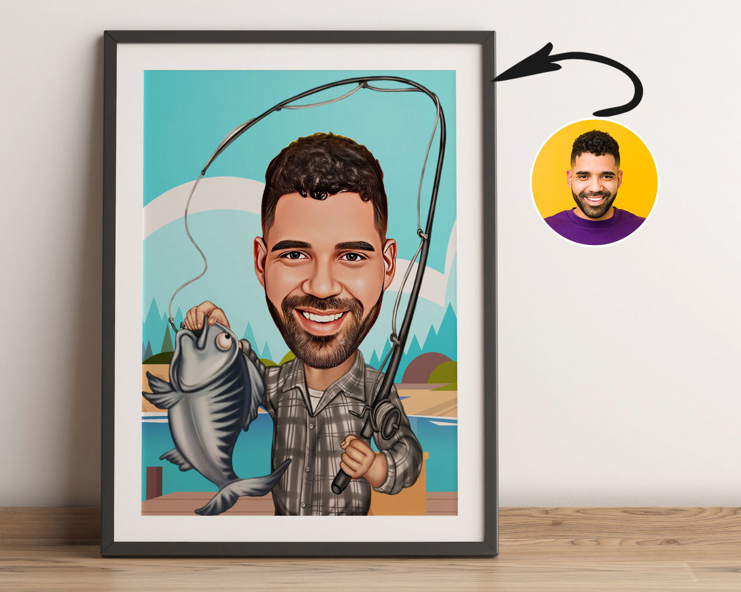 Personalised Fishing Caricature