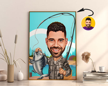 Personalised Fishing Caricature